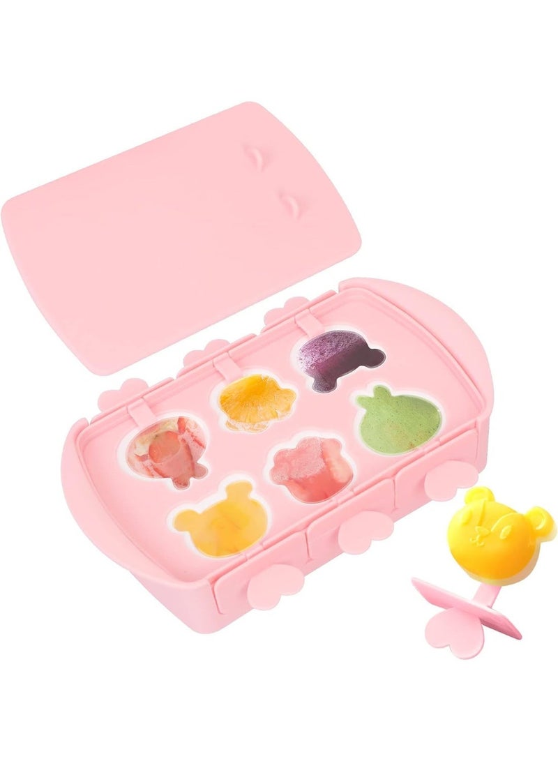 ChicAbode مصغرة المصاصة العفن ، 6 شبكة عصامي العفن ، سيليكون المصاصة ، من السهل الافراج عن وتنظيف المصاصة العفن والعفن المعاد تدويرها الكرتون المصاصة الوردي - Image 1